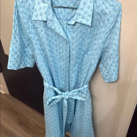 Kate Spade Blue Casual Button Down Dress with Geometric Pattern - Picture 5 of 7